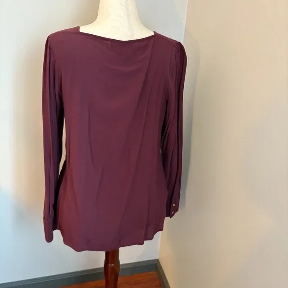 LOFT Mauve Square Neck Blouse Long Sleeve Women's Large - Picture 6 of 9